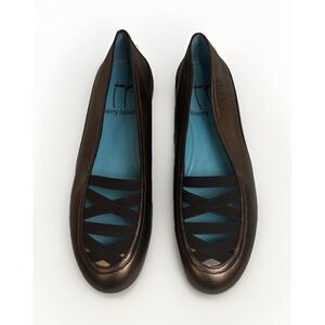 Thierry Rabotin Gelati Metallic Chocolate Ballet Flats Leather Upper Women's 4.5